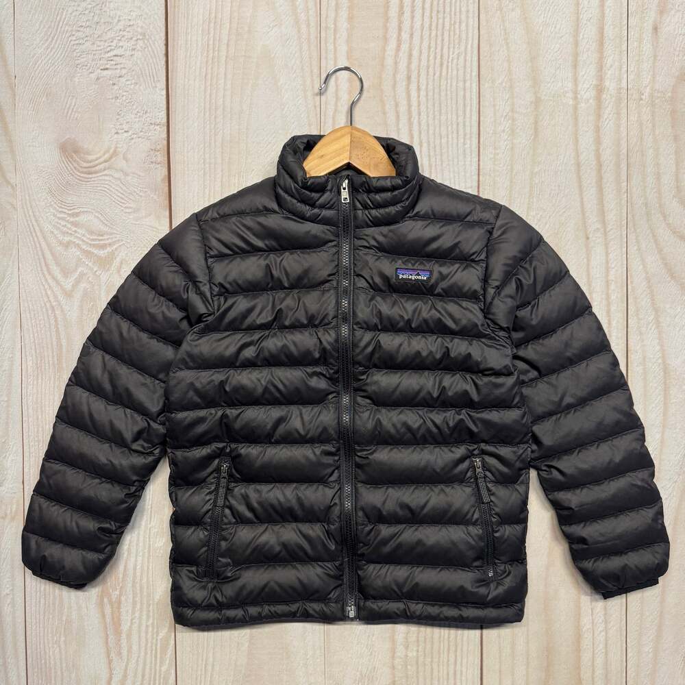 Patagonia Boys Duck Down 600 Fill Size Medium (10) Full Zip Puffy Jacket Black